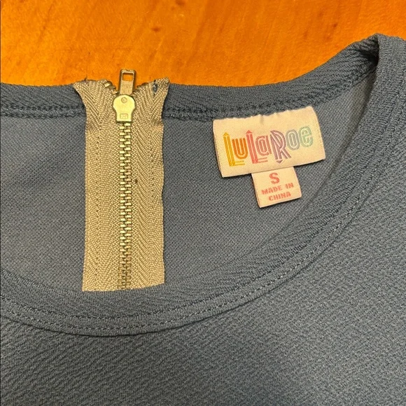 LuLaRoe Amelia Dress Color Block Gold & Blue with Pockets Classic Versatile - Picture 3 of 7